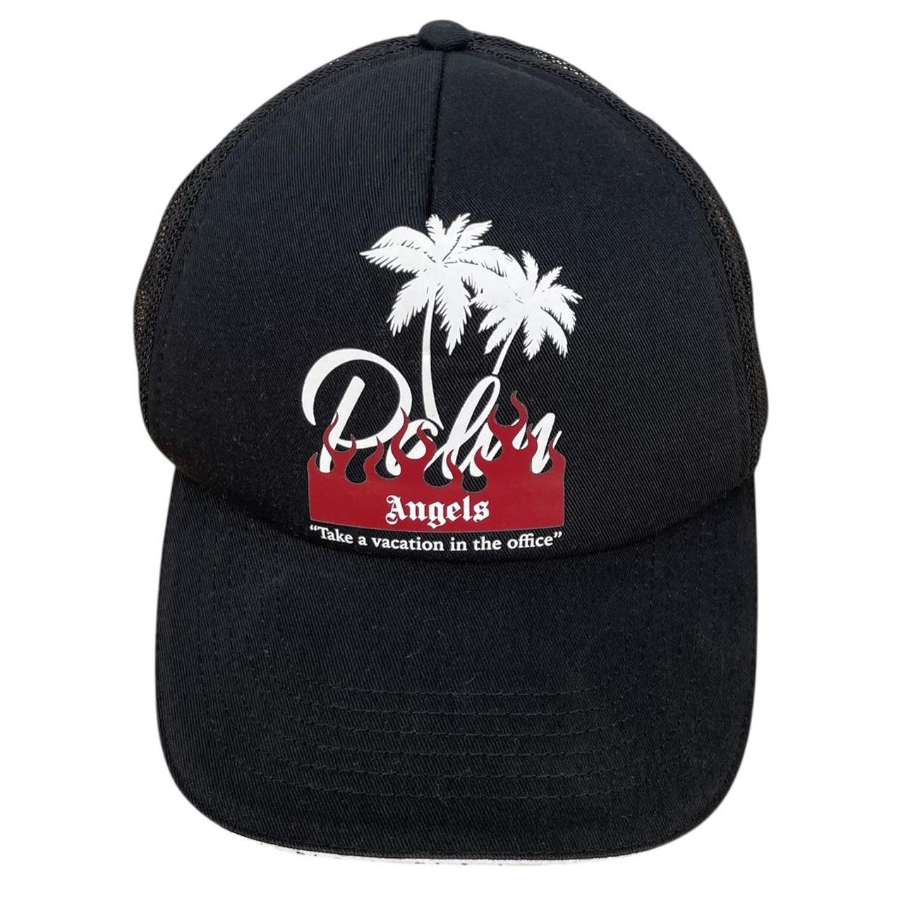 Palm Angels Black Logo Print Mesh Panel Baseball Cap