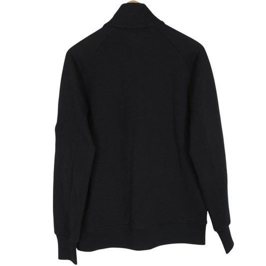 CP Company Black Diagonal Raised Fleece Cotton 1/4 Zip Lens Sweatshirt