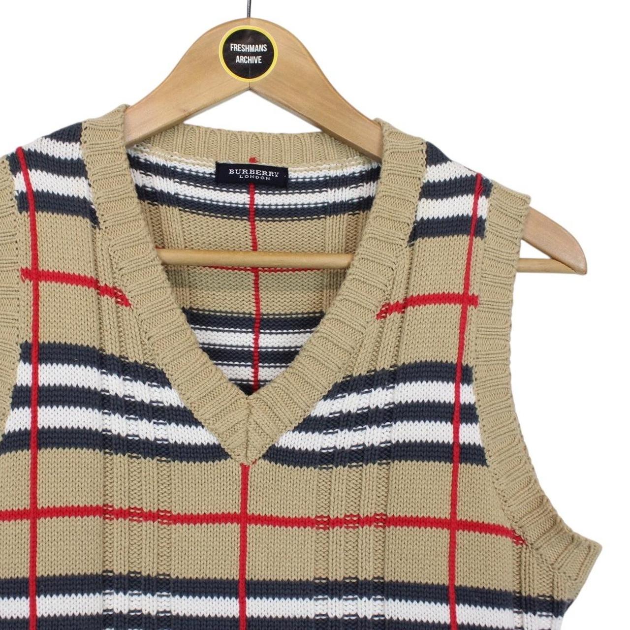 Vintage Burberry London Nova Check Cotton Knit Sweater Vest