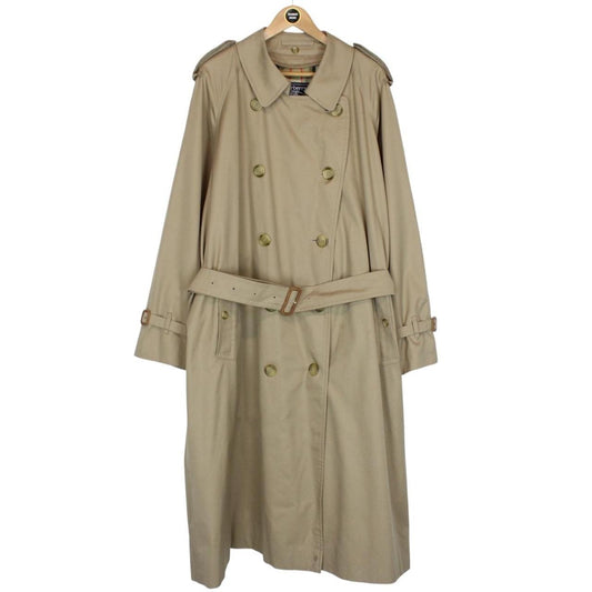 Vintage 90s Burberry Tan Brown Nova Check Double Breasted Belted Trench Coat