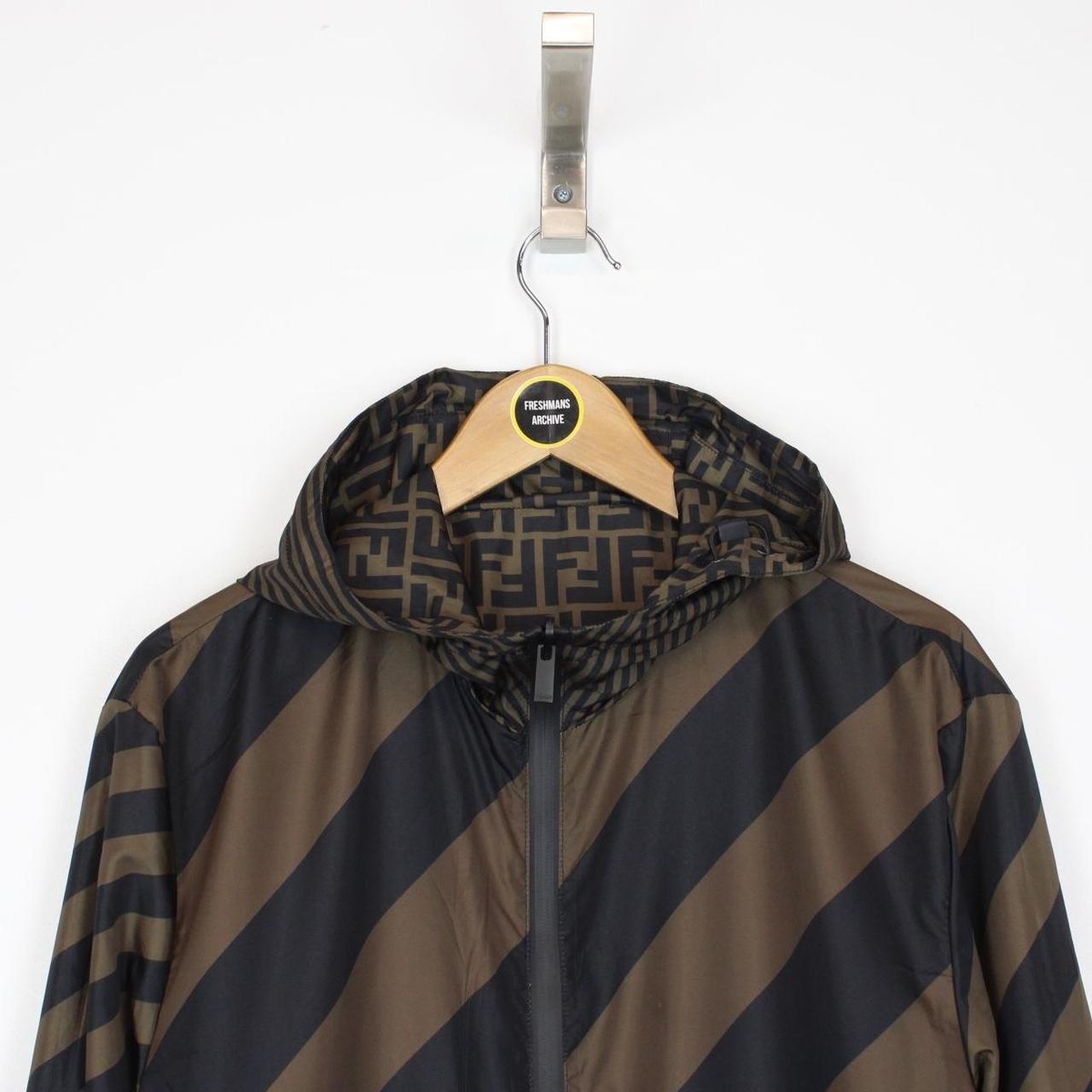 Fendi Brown and Black Zucca Monogram Reversible Windbreaker Jacket