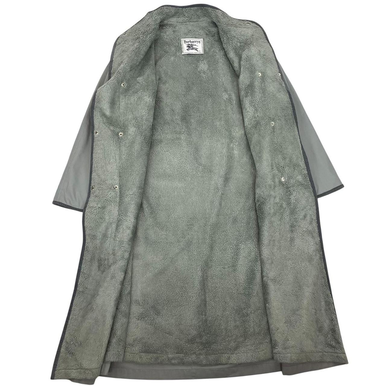 Vintage 80s Burberry Blue Fleece Lined Breasted Trench Coat