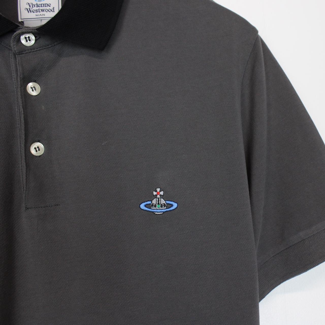 Vivienne Westwood Grey and Black Short Sleeve Orb Polo Shirt