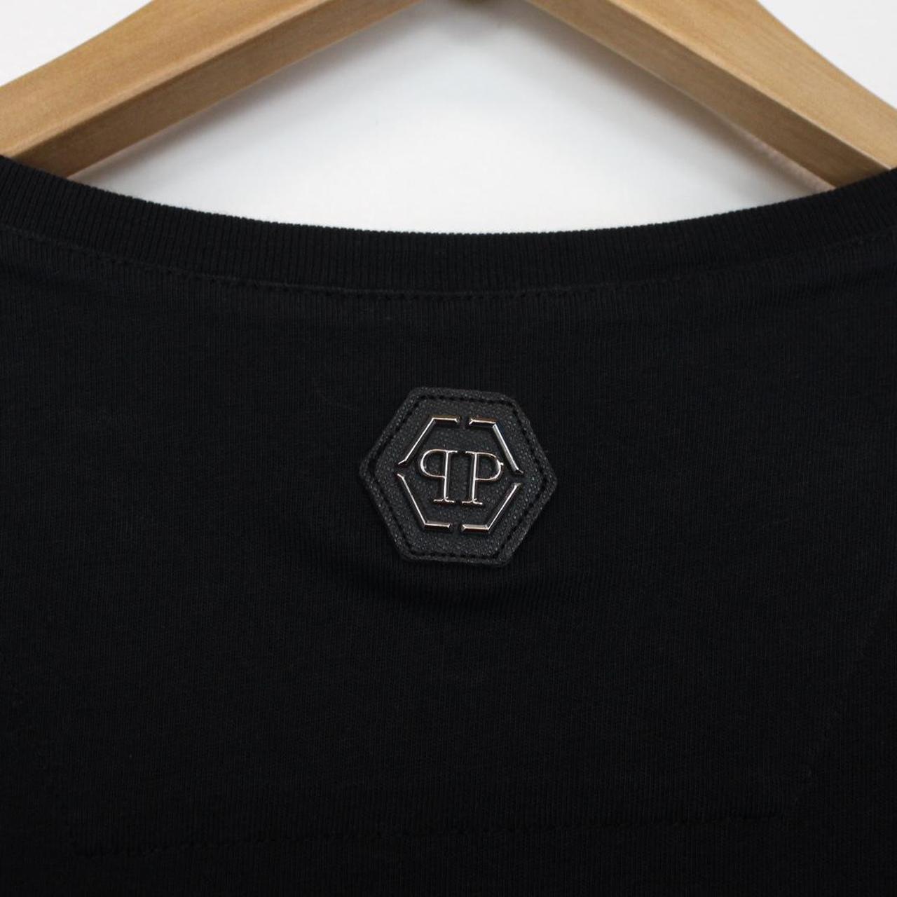 Philipp Plein Platinum Cut Black Logo Print Short Sleeve T-Shirt