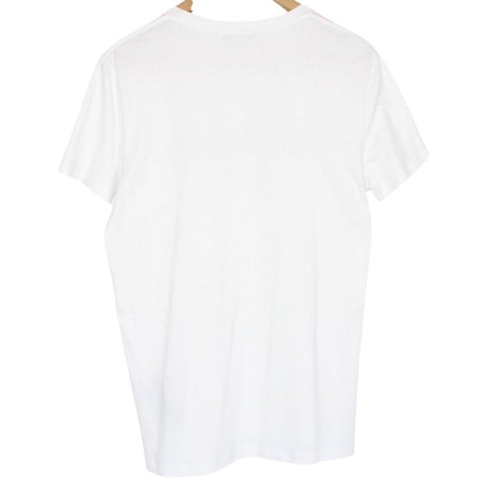 Balmain Paris White and Metallic Gold Logo Print Short Sleeve T-Shirt