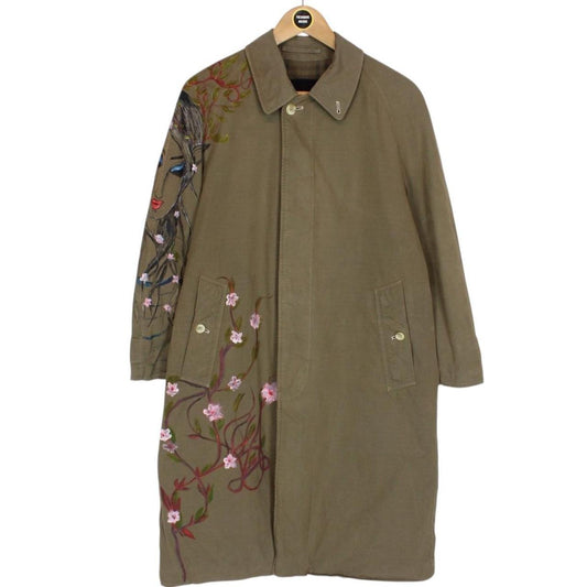 Vintage 90s Burberry Khaki Brown Painted Single Breasted Trench Coat