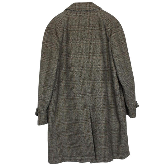 Vintage 90s Burberry Khaki Green Tweed Wool Overcoat