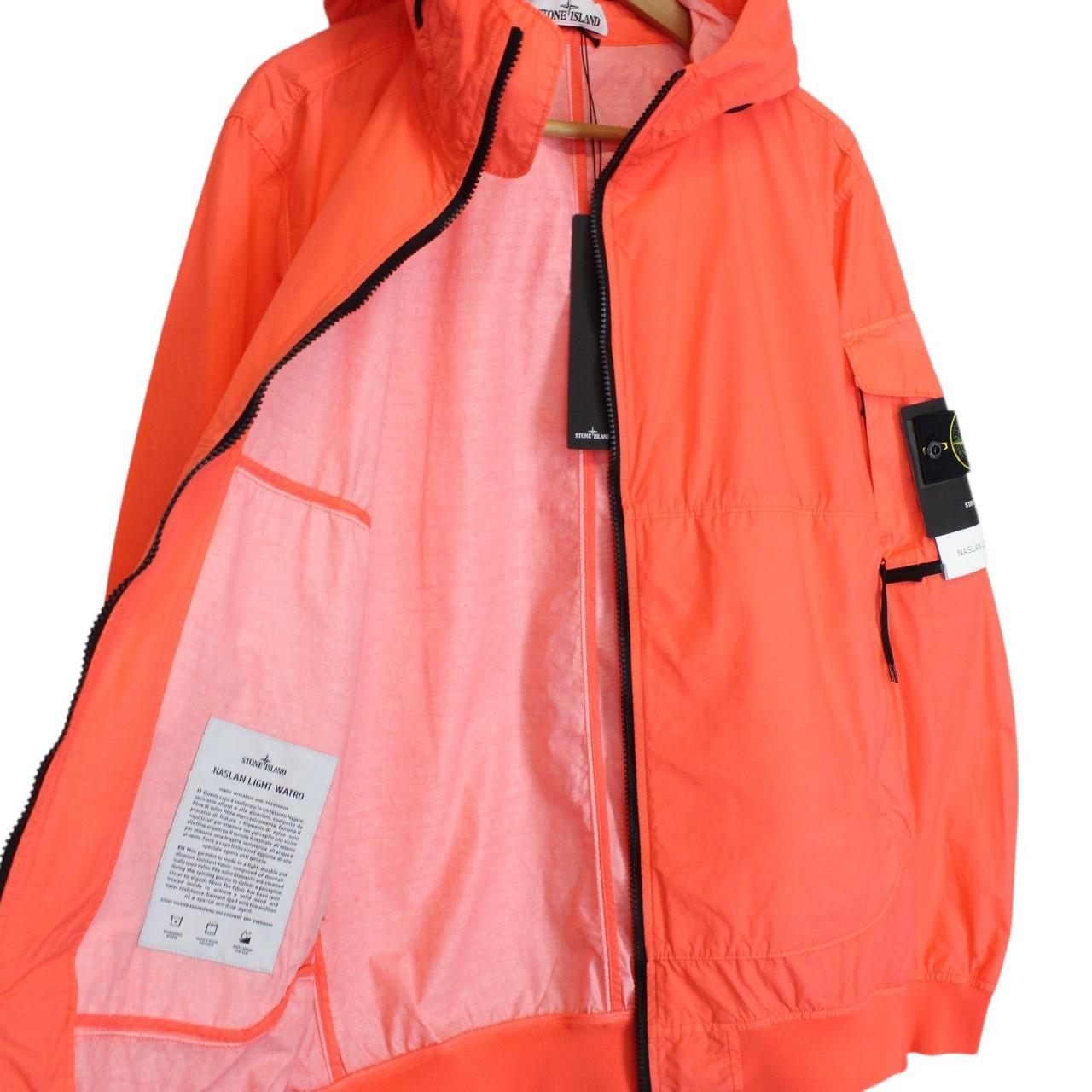 Stone Island Naslan Light Watro SS 2022 Orange Full Zip Hooded Jacket