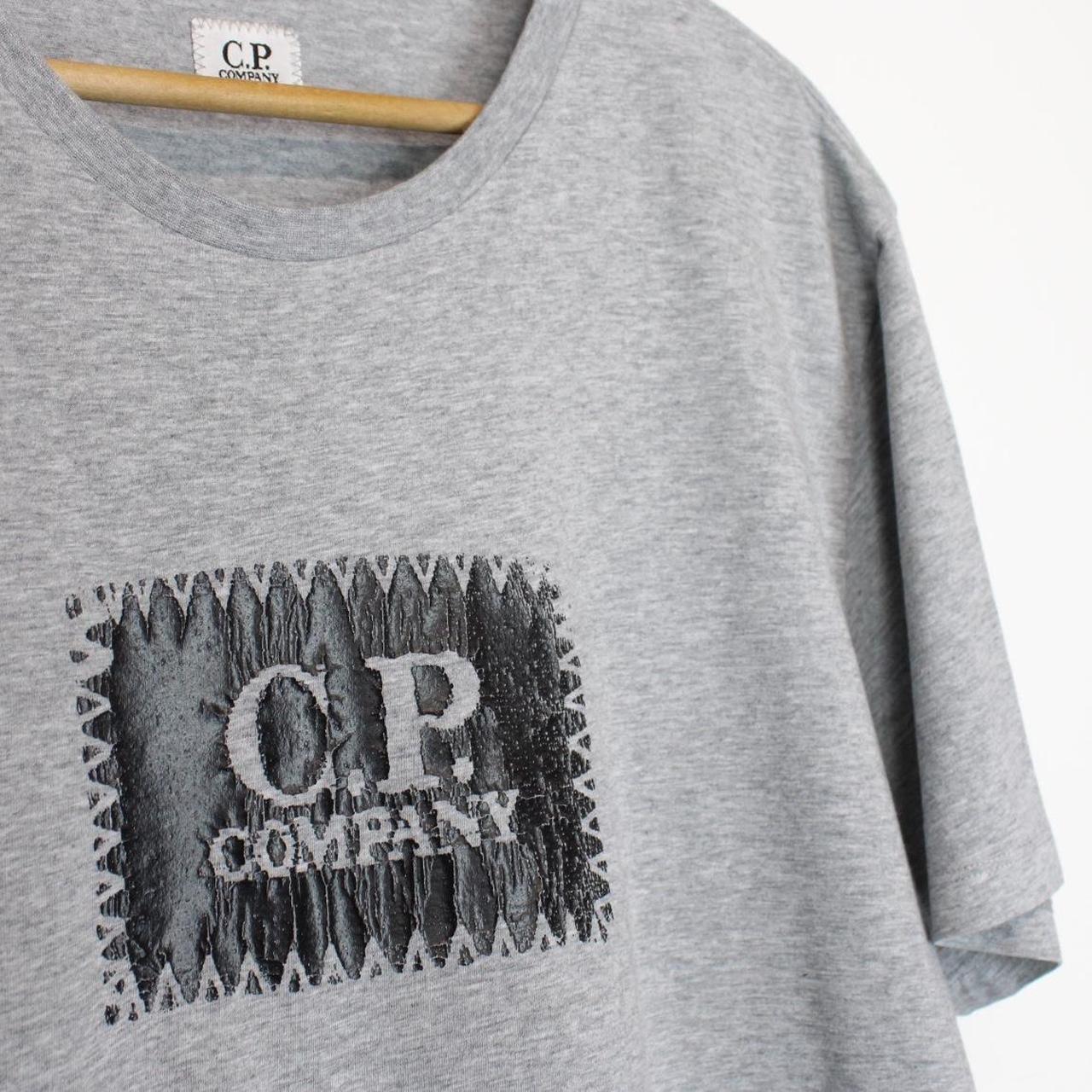 CP Company Grey and Black Block Logo Short Sleeve T-Shirt