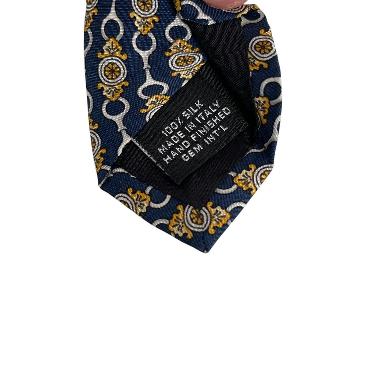Vintage Paolo Gucci Navy Blue Horsebit Silk Tie