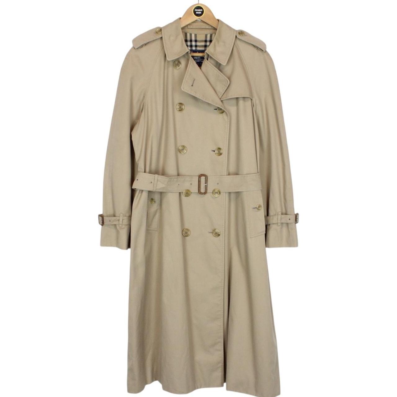 Vintage 90s Burberry Beige Double Breasted Belted Trench Coat