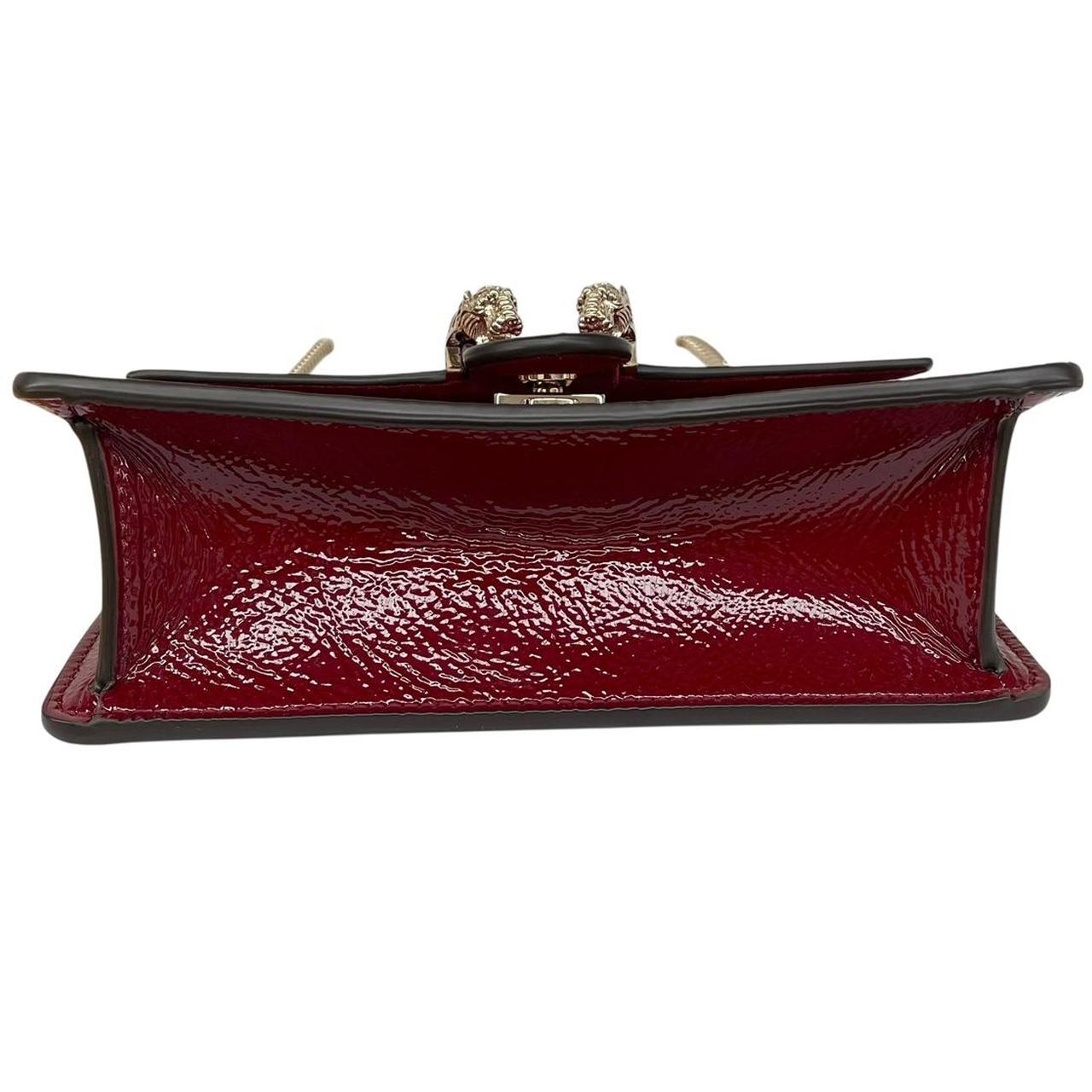 Gucci Mini Dionysus Burgundy Textured Patent Leather Shoulder Bag