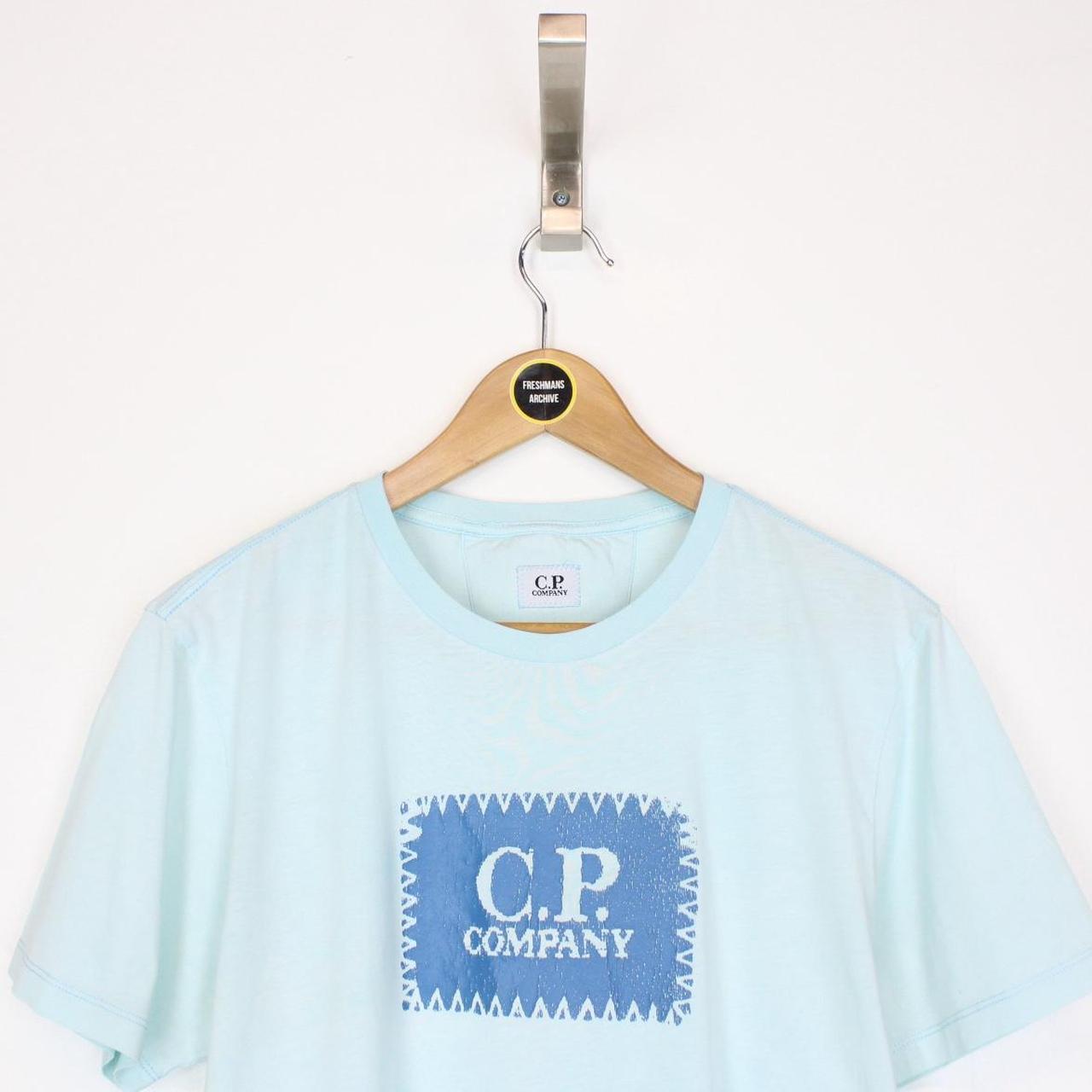 CP Company Light Blue Block Logo Short Sleeve T-Shirt