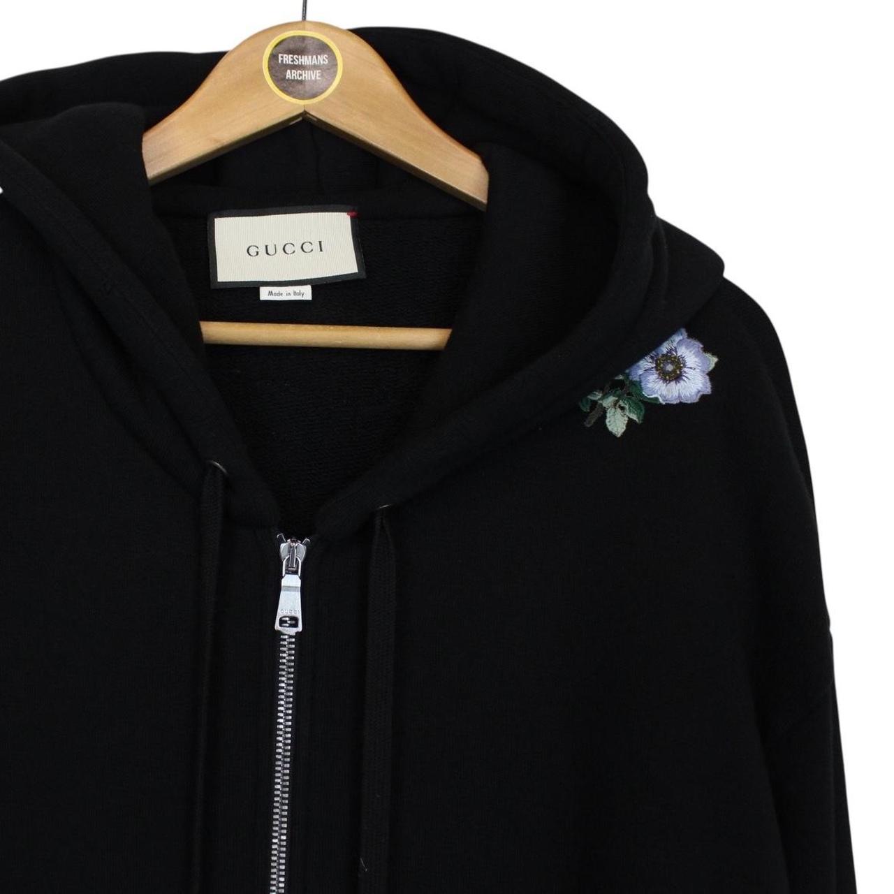 Gucci Black Loopback Dragon Embroidered Full Zip Hoodie Jumper