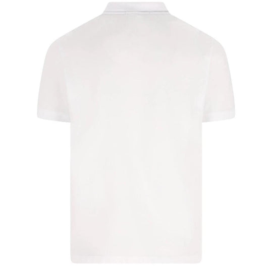 Stone Island White Short Sleeve Slim Fit Organic Cotton Polo Shirt