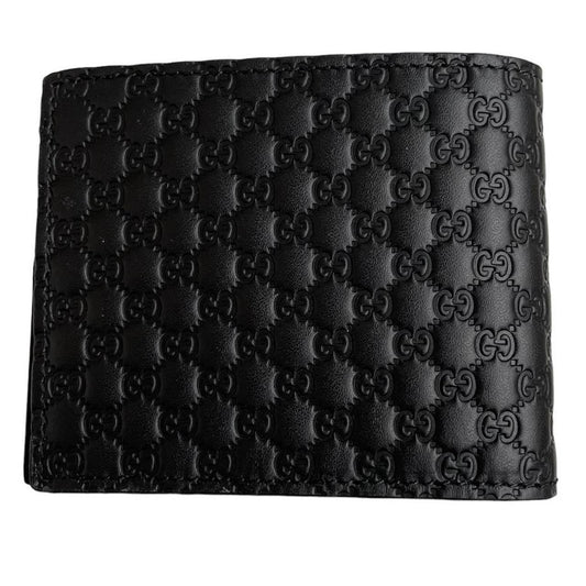 Gucci Black Leather Microguccisima Monogram Wallet