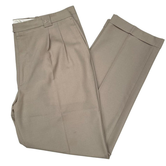 Vintage Burberry London Beige Straight Leg Fit Wool Formal Trousers