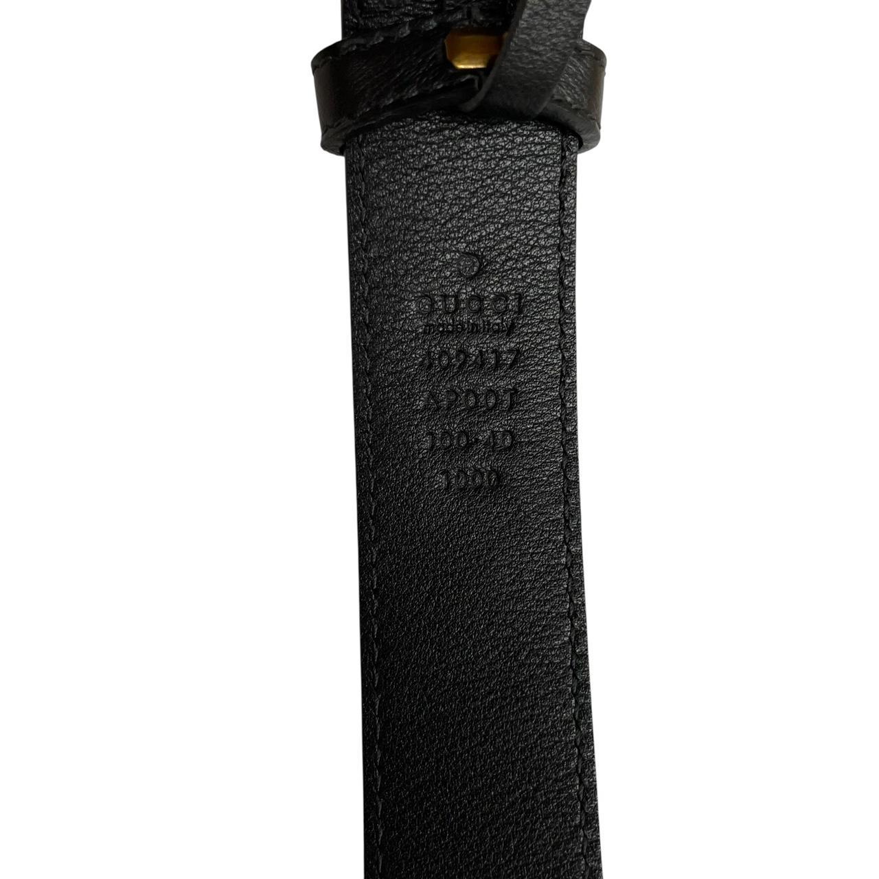 Gucci Black and Gold Marmont Leather Belt with GG Buckle