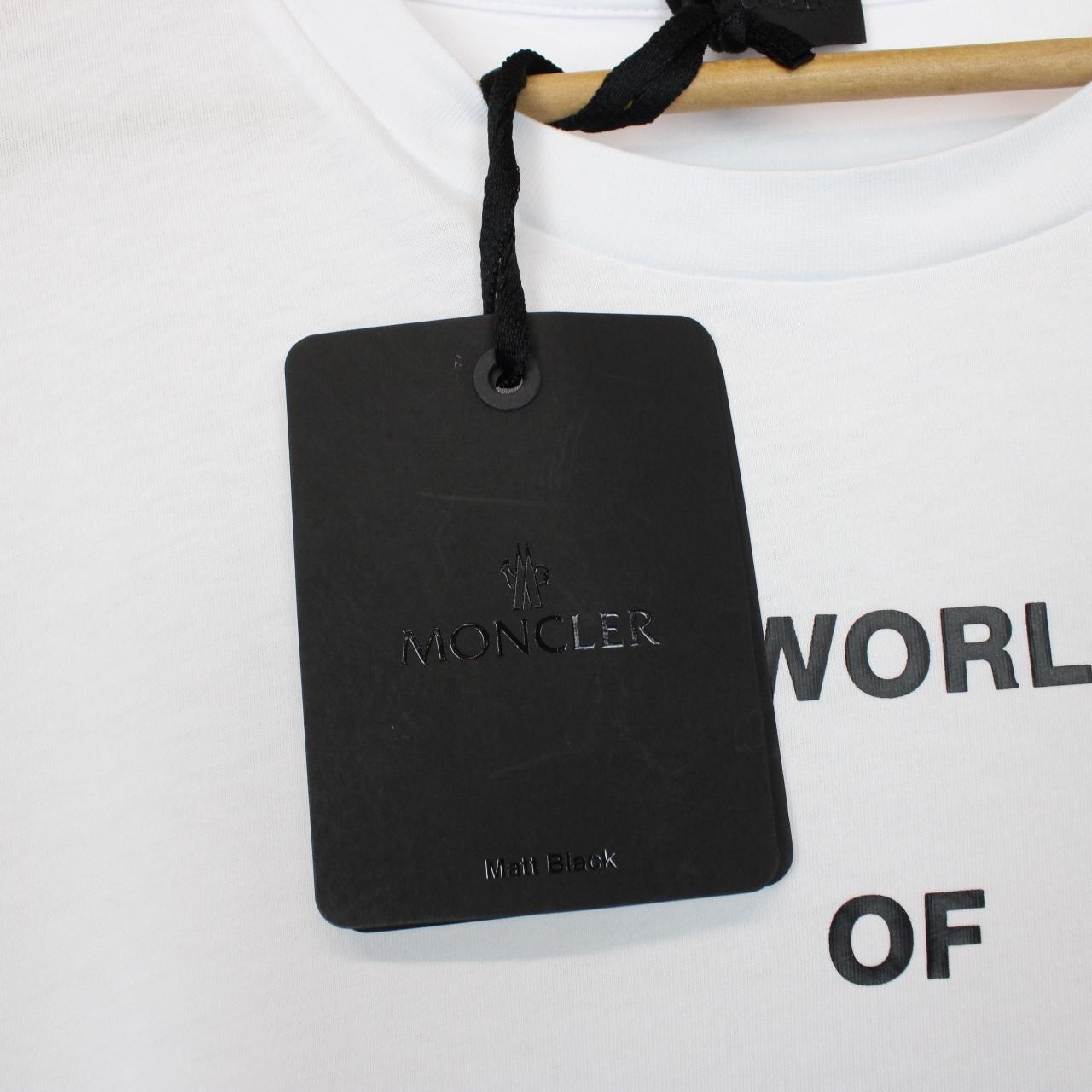 Moncler White Logo Print Short Sleeve Cotton T-Shirt