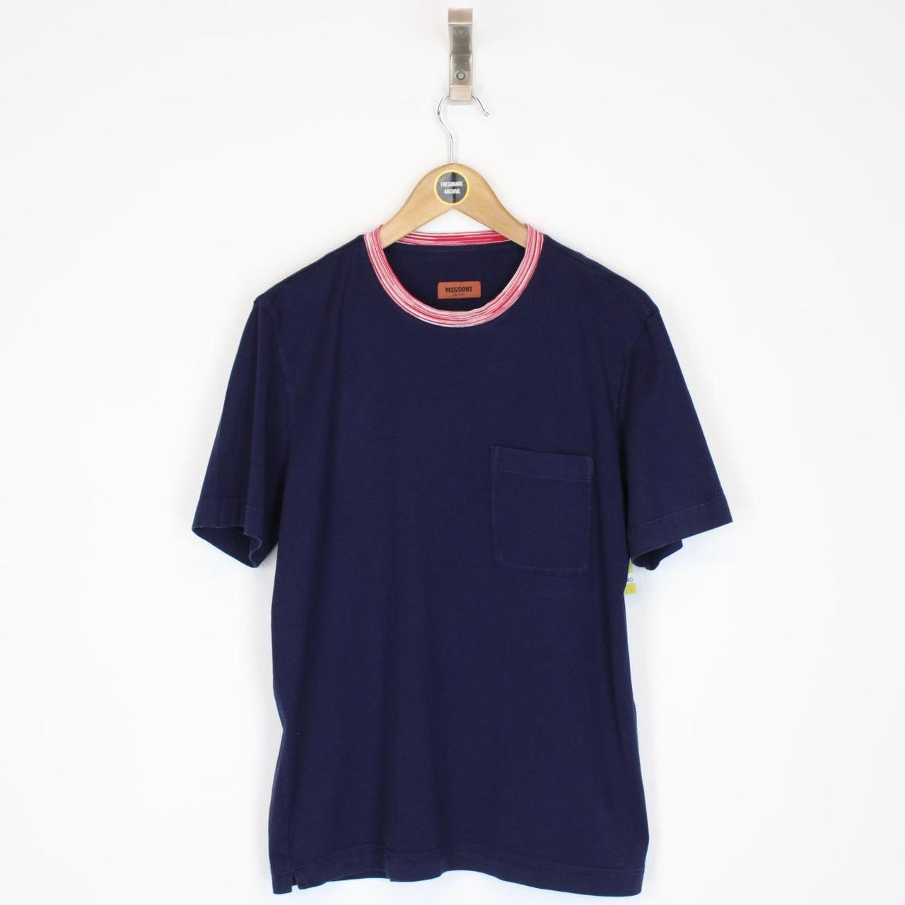 Missoni Navy Blue Short Sleeve Cotton T-Shirt