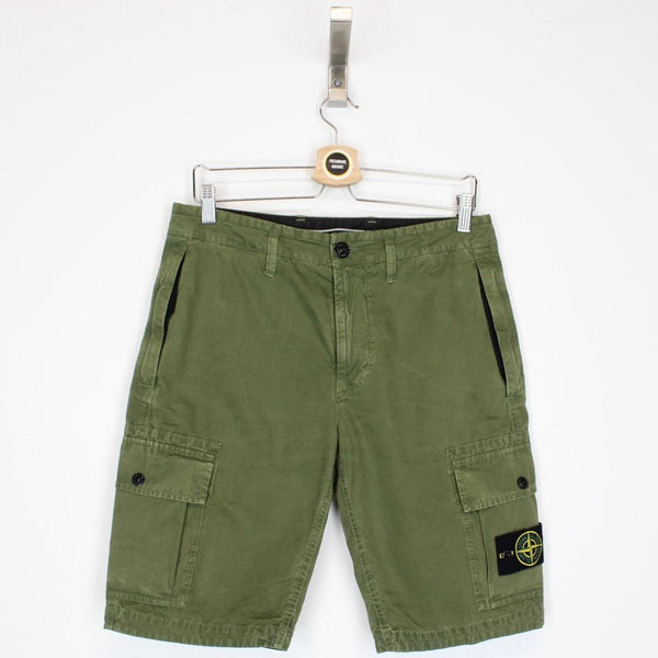Stone Island SS 2022 Green Bermuda Cotton Cargo Shorts