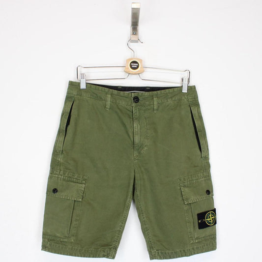 Stone Island SS 2022 Green Bermuda Cotton Cargo Shorts