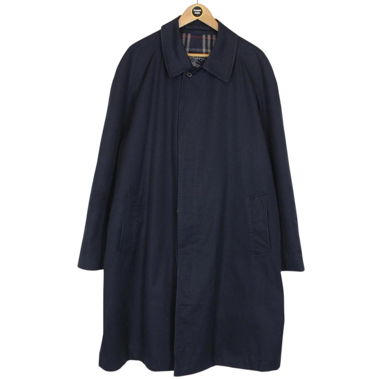 Vintage 90s Burberry Navy Blue Single Breasted Trench Coat