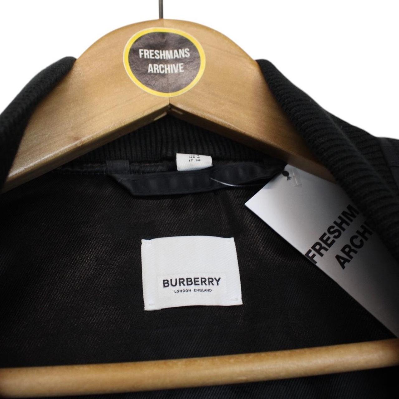 Burberry Black Logo Print Full Zip Nylon Bomber Jacket
