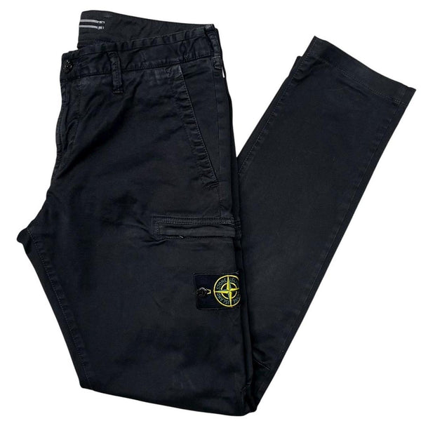 Stone Island AW 2021 Black Skinny Fit Cargo Trousers
