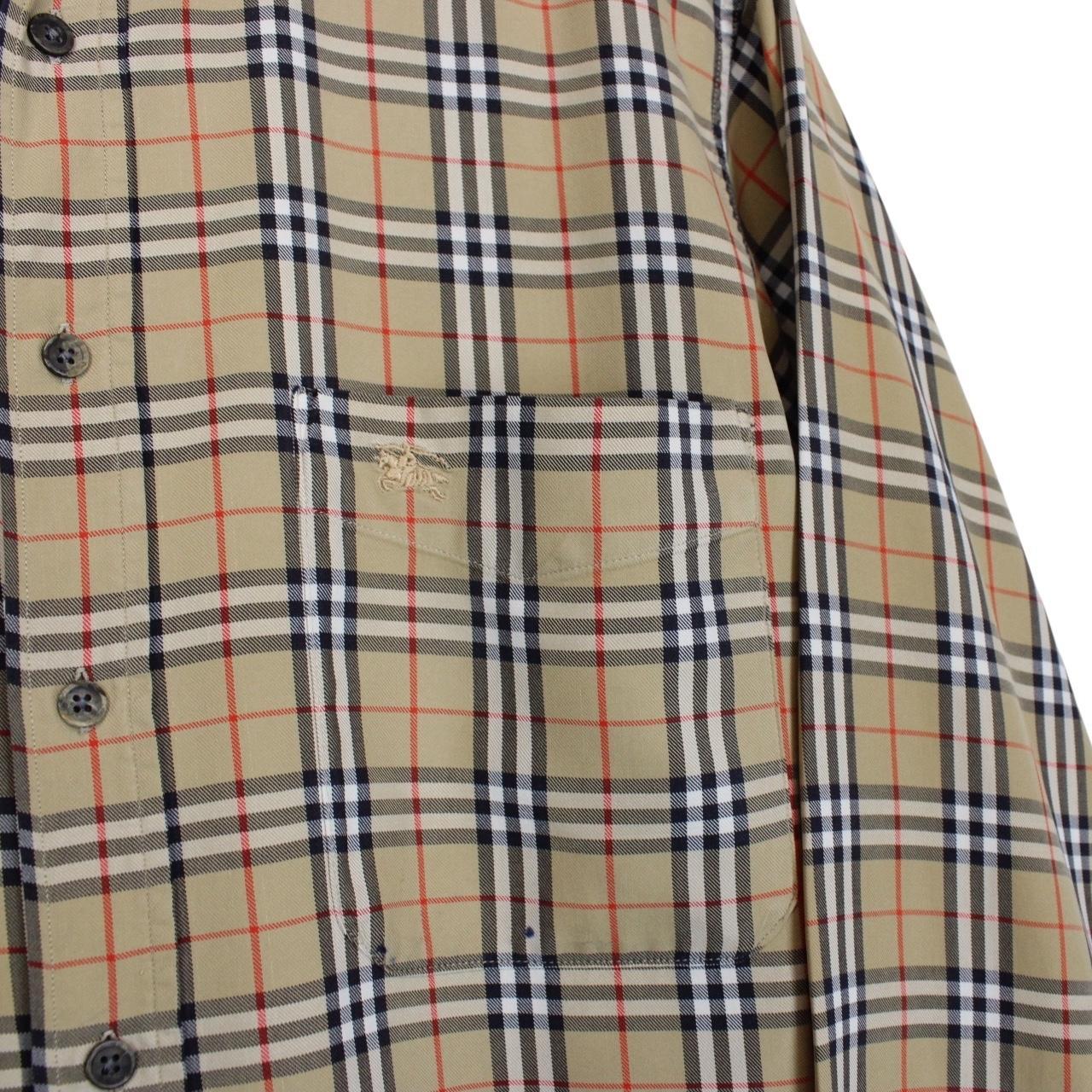 Vintage 90s Burberry Tan Brown Nova Check Long Sleeve Shirt