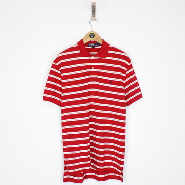 Polo Ralph Lauren Red and White Striped Short Sleeve Cotton Polo Shirt