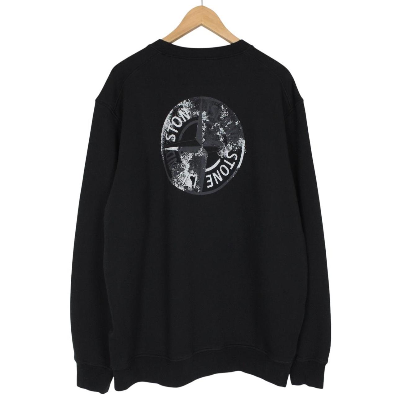 Stone Island AW 2024 Black and Grey Dial Logo Cotton Sweatshirt Jumper