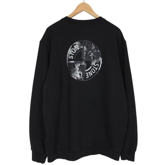 Stone Island AW 2024 Black and Grey Dial Logo Cotton Sweatshirt Jumper