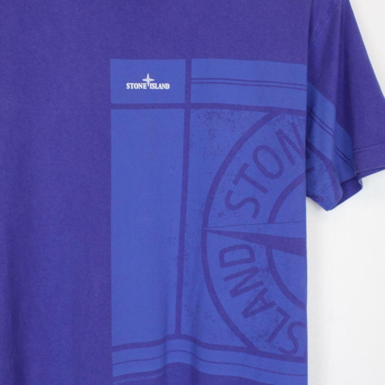 Stone Island AW 2021 Blue Short Sleeve Logo Print Cotton T-Shirt