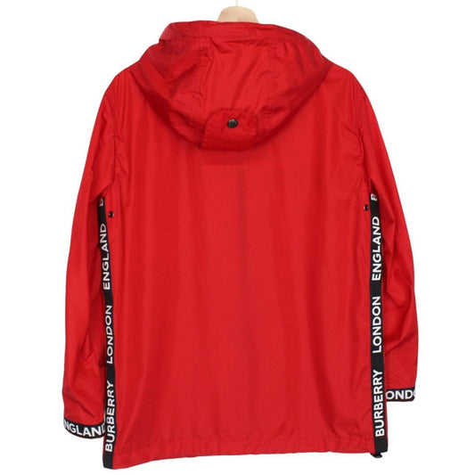 Burberry Red and Black Logo Tape Econyl Full Zip Hooded Jacket