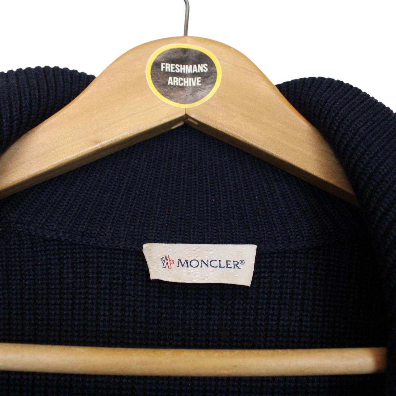 Moncler Navy Blue Full Zip Wool/Nylon Down Maglione Cardigan Jacket