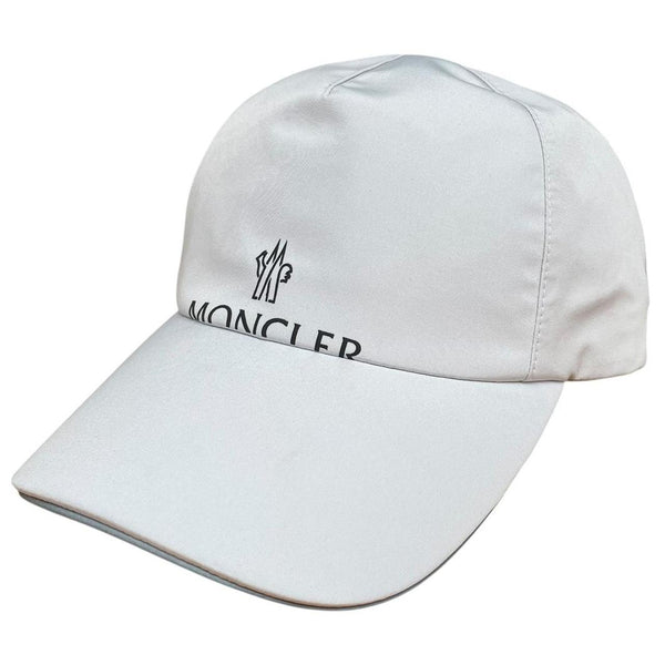 Moncler White and Black Logo Print Baseball Cap