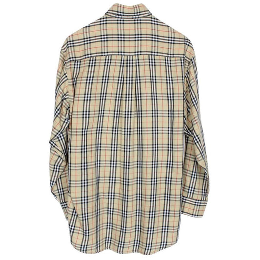 Vintage 90s Burberry Beige Nova Check Cotton Long Sleeve Shirt