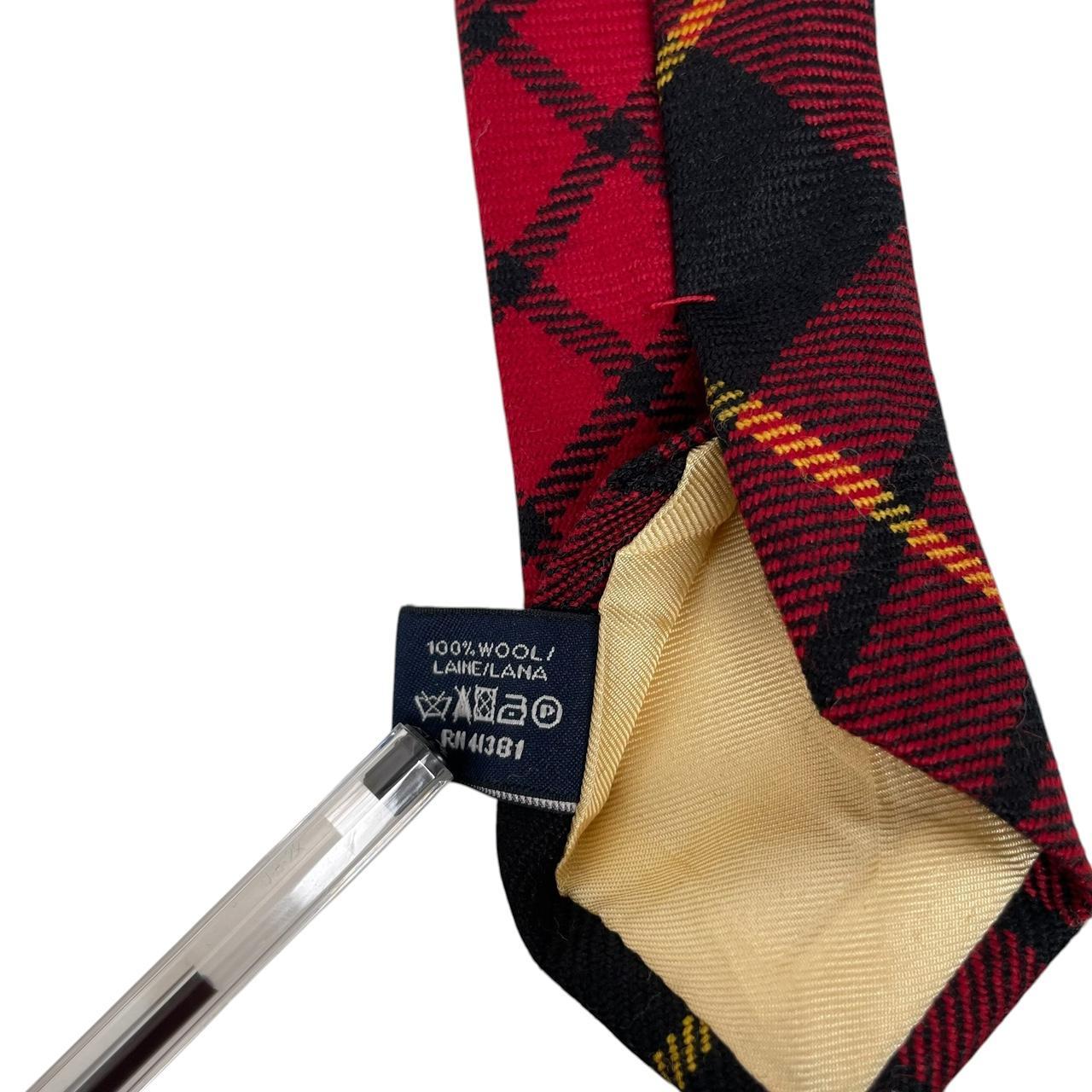 Vintage Polo Ralph Lauren Red and Black Tartan Check Wool Tie