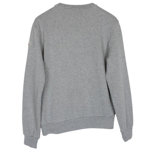 Moncler Maglia Grey Embroidered Logo Cotton Sweatshirt Jumper
