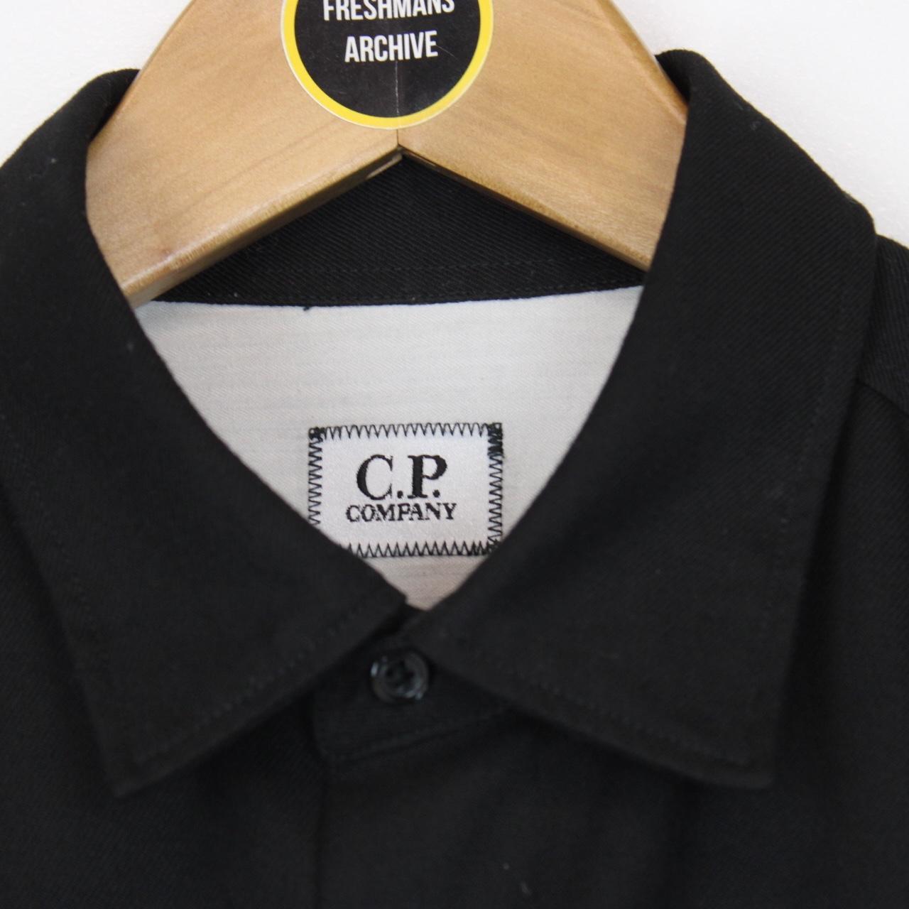 CP Company Black Button Up Military Double Pocket Lens Overshirt