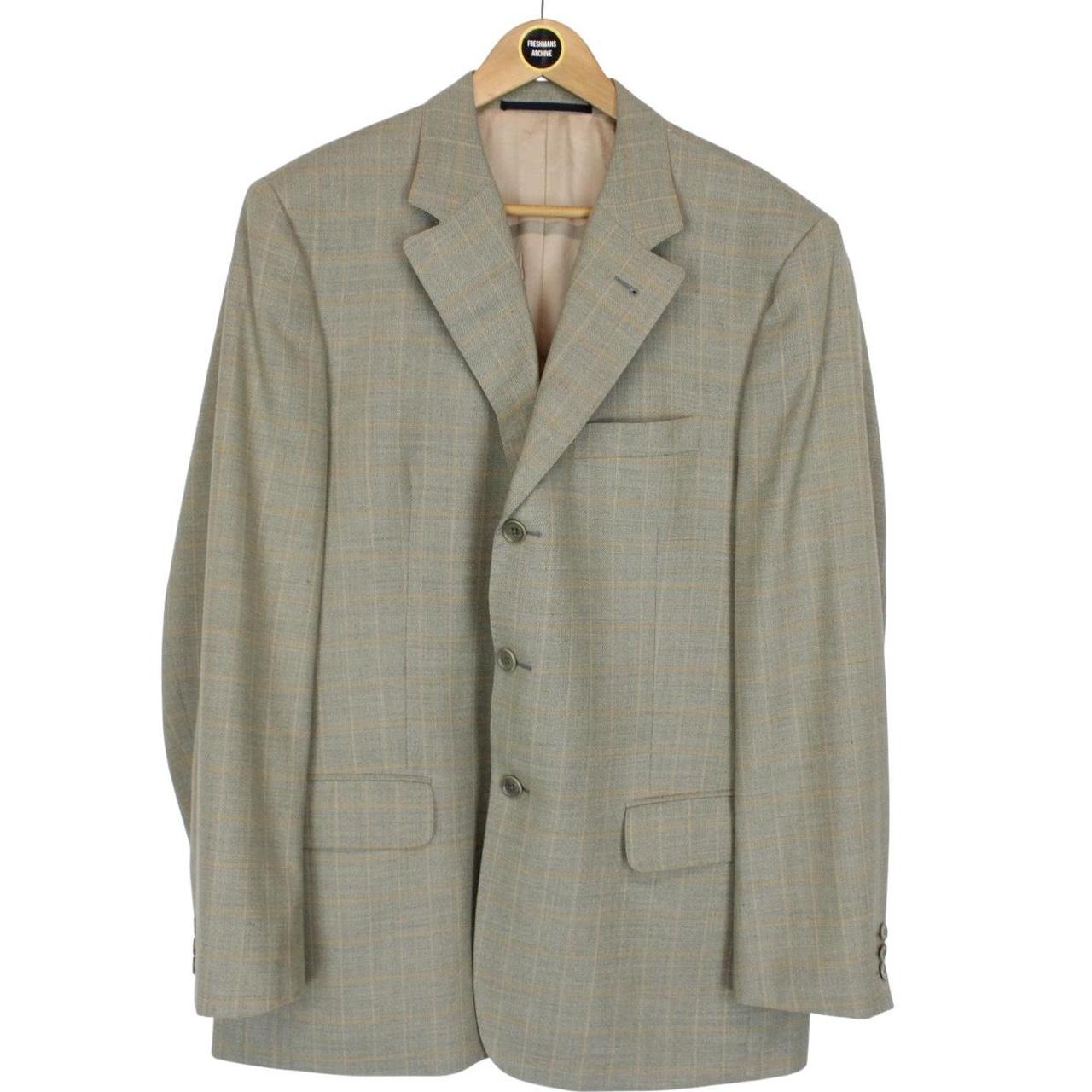 Vintage 00s Burberry Green Check Wool Blazer Jacket