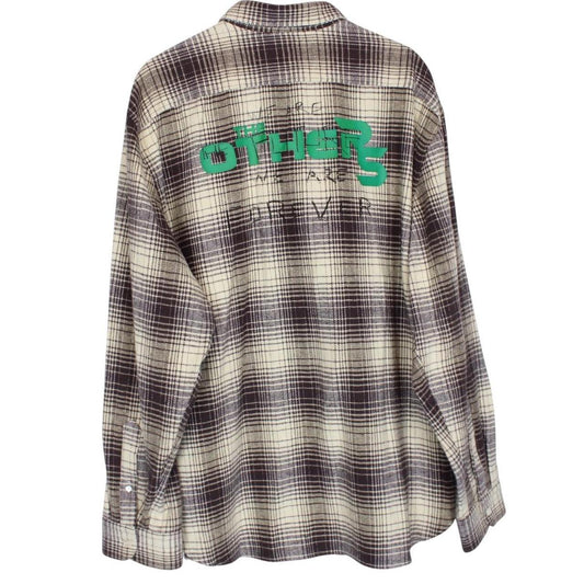 Raf Simons Beige Checked ‘The Others’ Big Fit Flannel Shirt