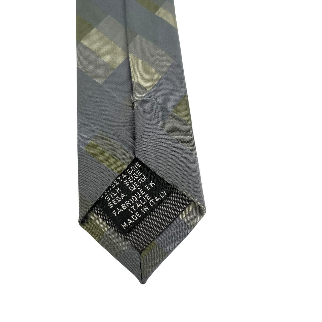 Vintage Hugo Boss Grey and Green Silk Tie