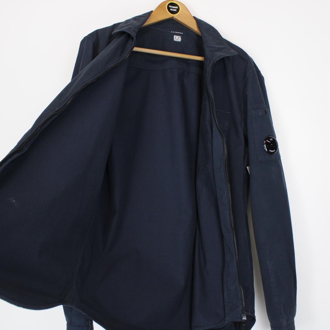 CP Company Navy Blue Full Zip Cotton Lens Overshirt