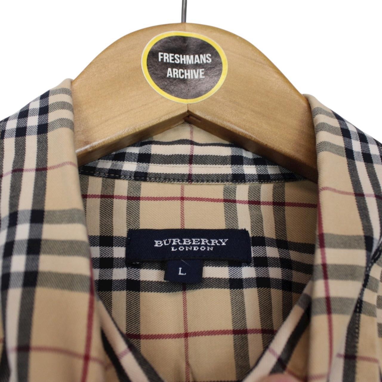 Vintage Burberry London Beige Nova Check Short Sleeve Cotton Shirt