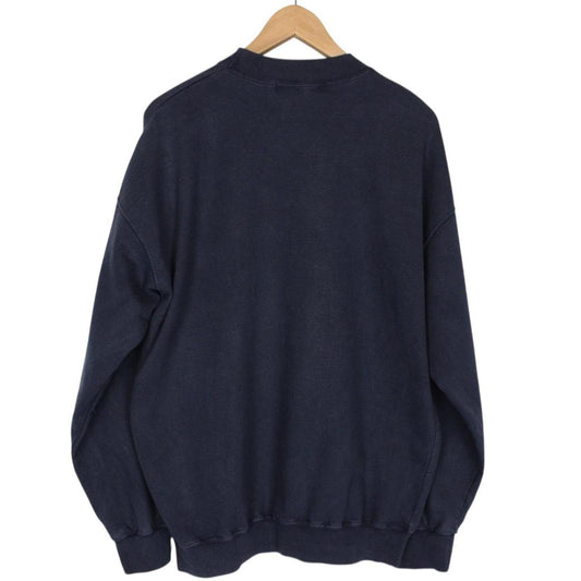 Vintage 90s Burberry Navy Blue Logo Embroidered Sweatshirt Jumper