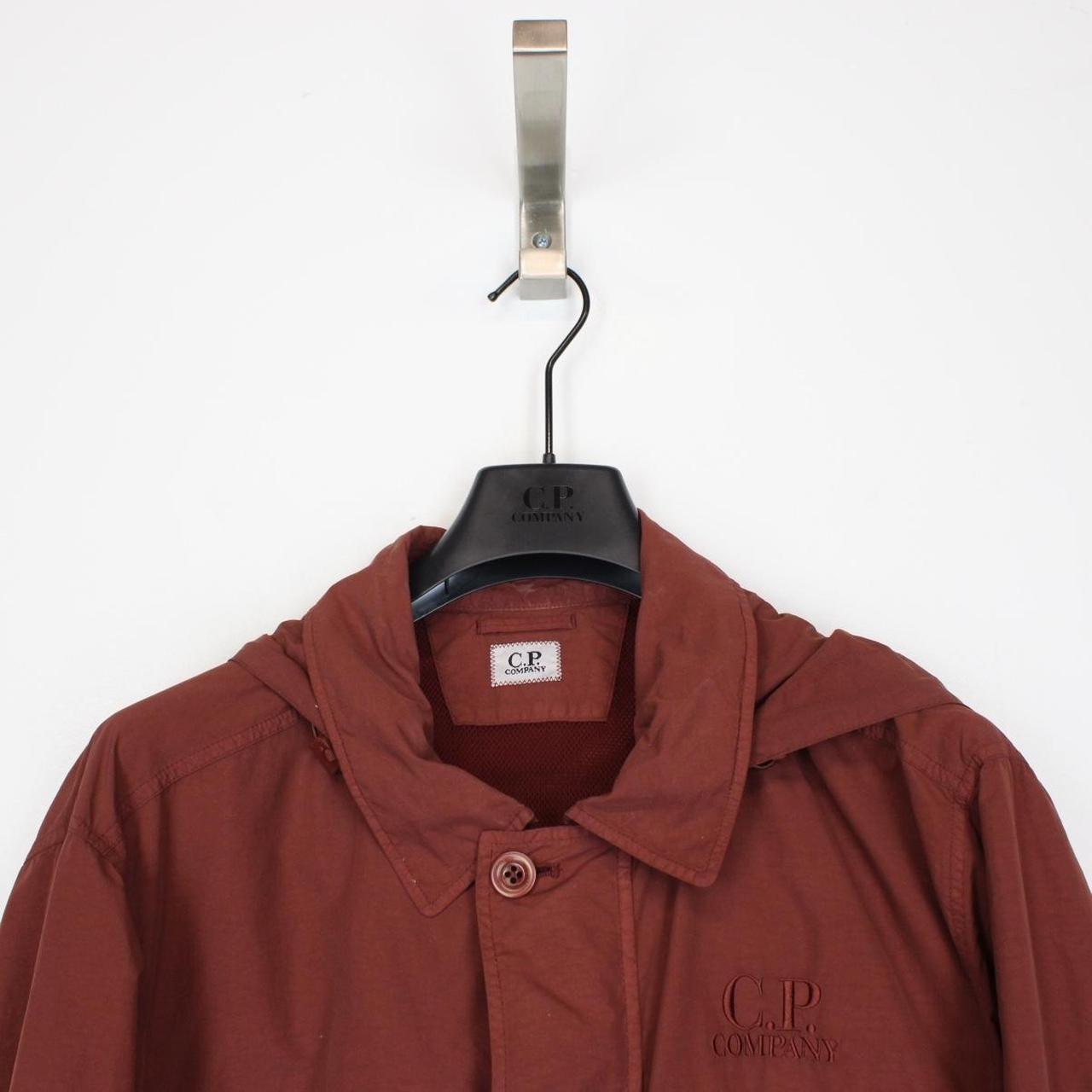 CP Company Burgundy Full Zip Flatt Nylon Goggle Overshirt Jacket