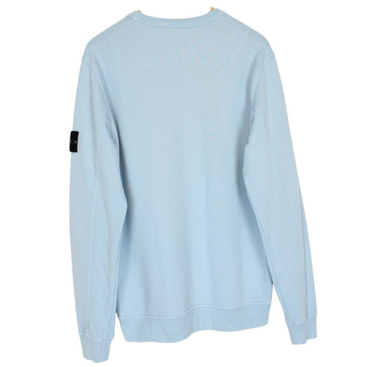 Stone Island AW 2023 Light Blue Crew Neck Cotton Sweatshirt Jumper