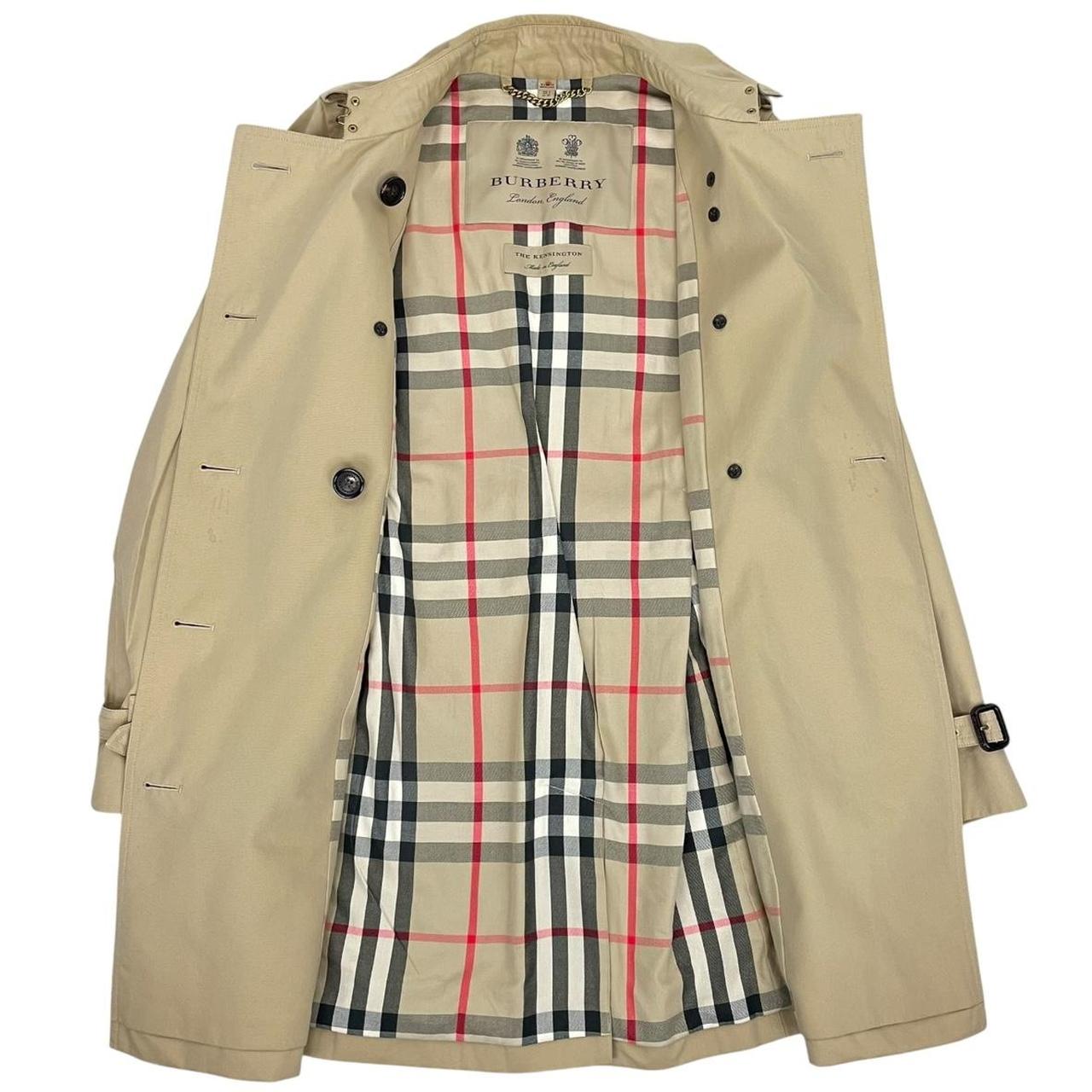 Burberry London Kensington Tan Brown Nova Check Double Breasted Belted Trench